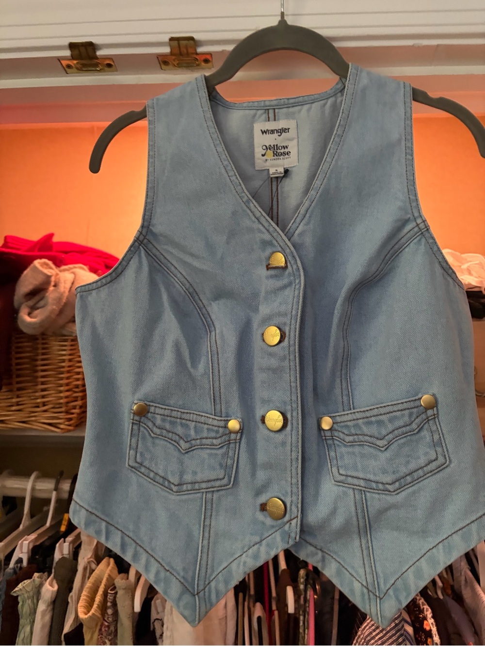 Kendra Scott Light Blue Denim Vest with Gold Buttons